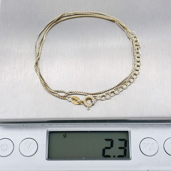 Vintage Italy IBB Sterling Silver 925 Gold Tone 0.8mm Box Chain Necklace 18"-20" - Picture 3 of 3